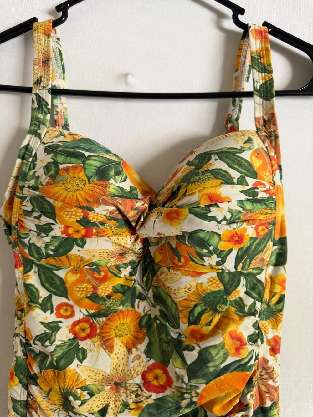 Niptuck Swim Size 4 Novelty Citrus Floral Ruched One Piece Joanne Swimsuit